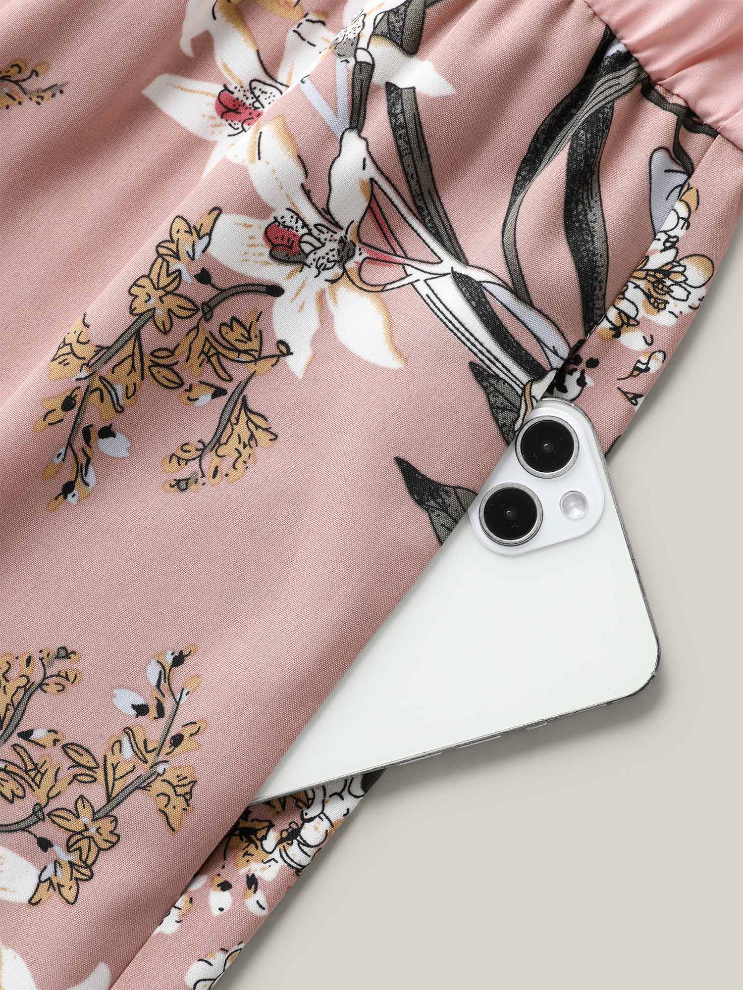 Large Flower Print Spliced Wide-Leg Jumpsuit
