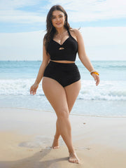 Cut-Out Twisted-Front Swim Top