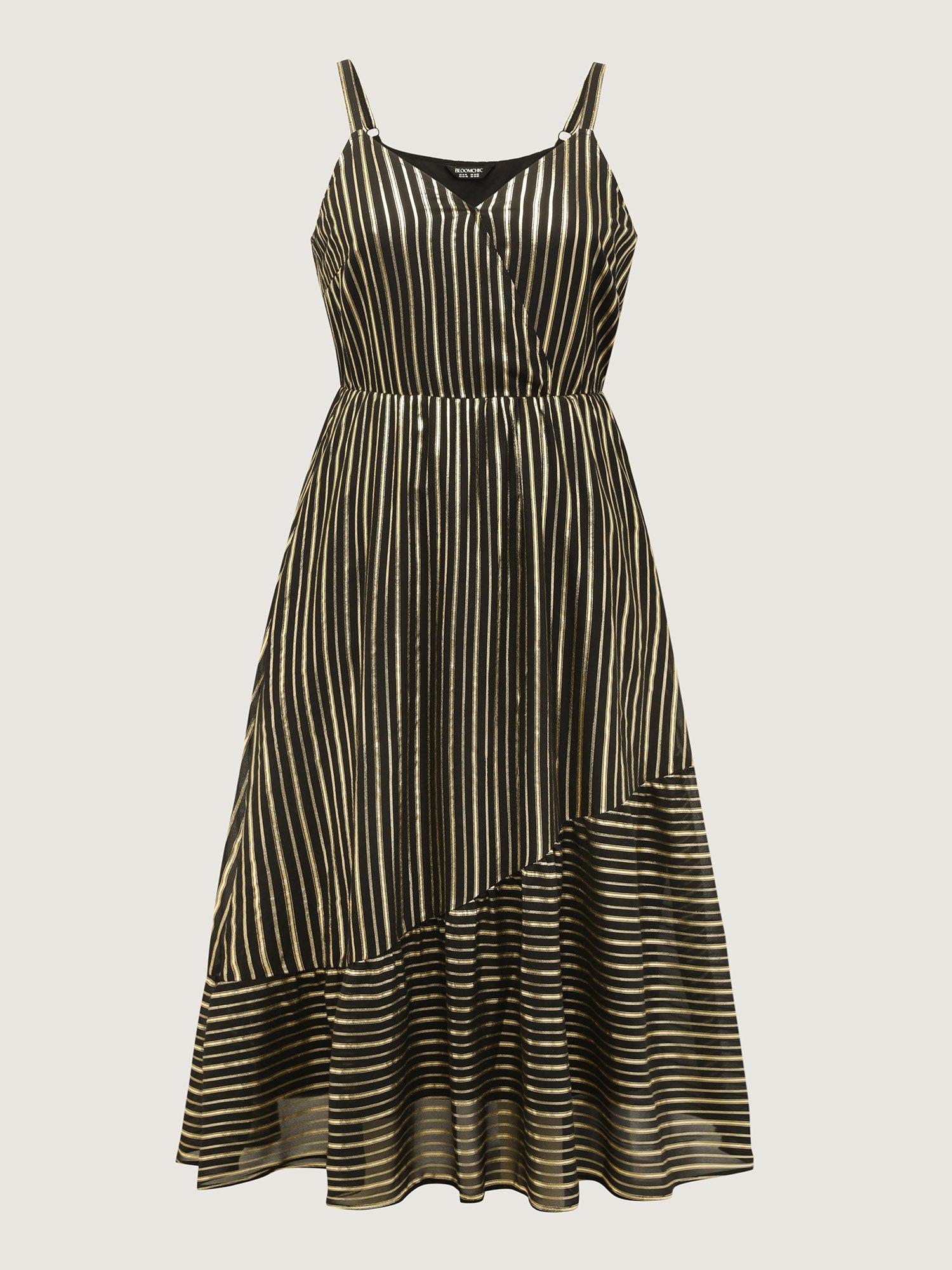 Shimmery Adjustable Gold Stamped Maxi Dress