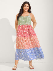 Multicolor Daisy Print Tiered Cami Dress