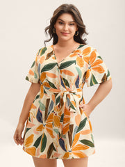 Sunkissed Florals Belted Pockets Romper