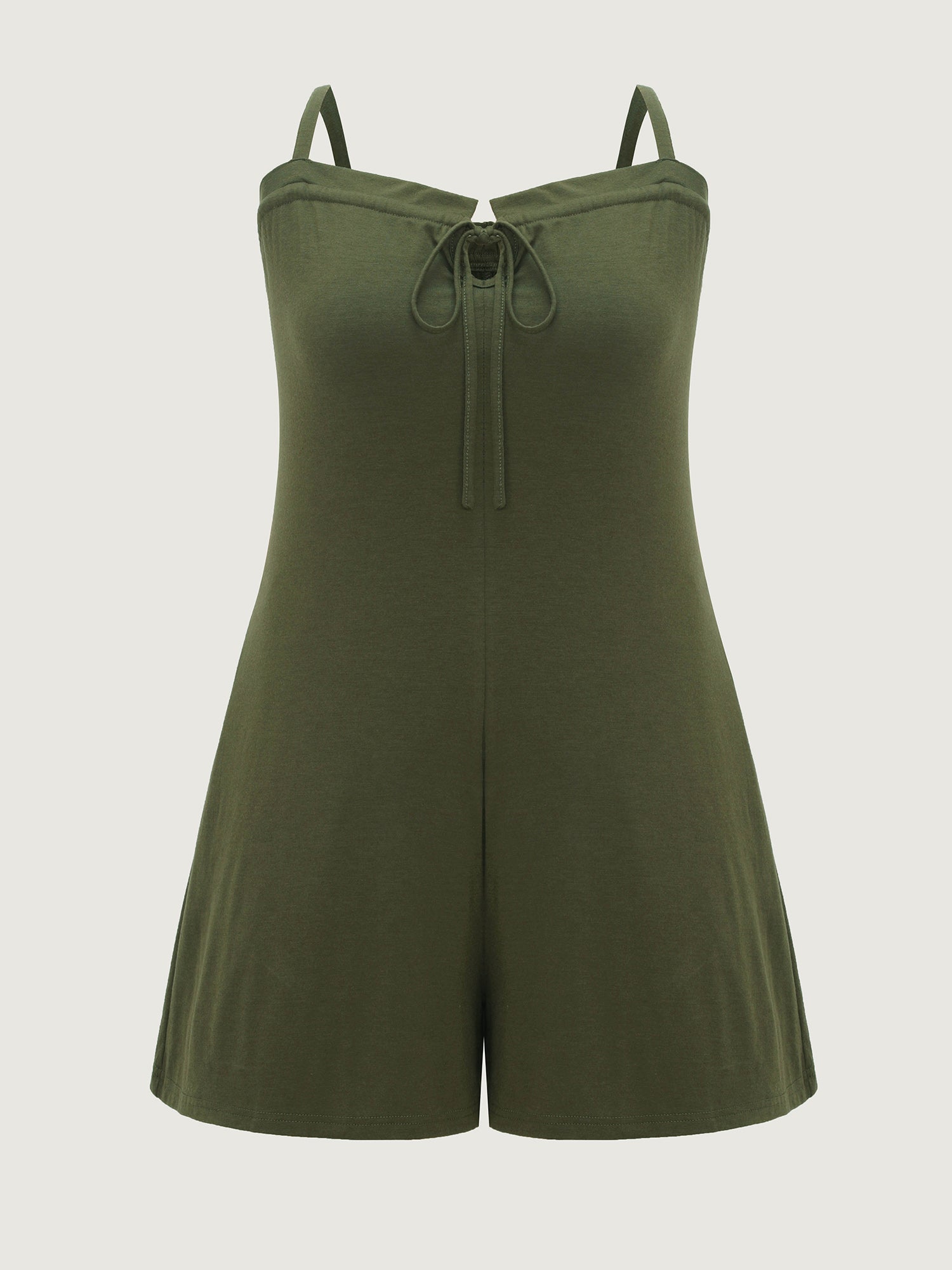 Supersoft Stretchy Ruffled Drawstring Neckline Romper
