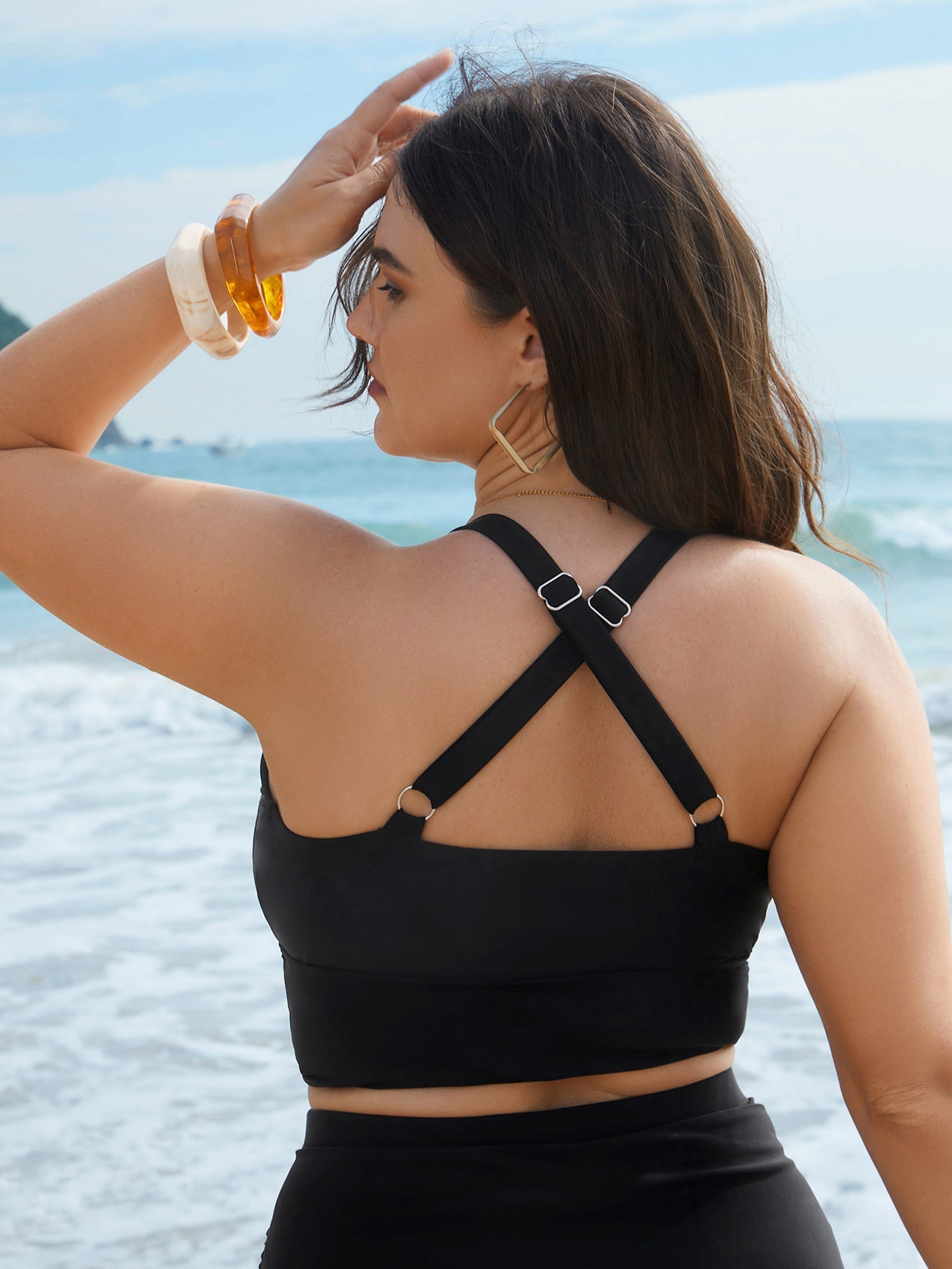 Cut-Out Twisted-Front Swim Top