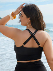 Cut-Out Twisted-Front Swim Top