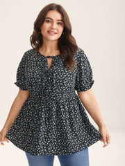 Ditsy Floral Print Bow-Tie Blouse