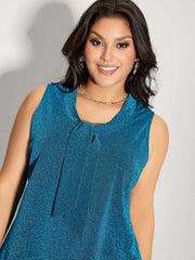 Lurex Butterfly Knot Collar Lined Tank Top